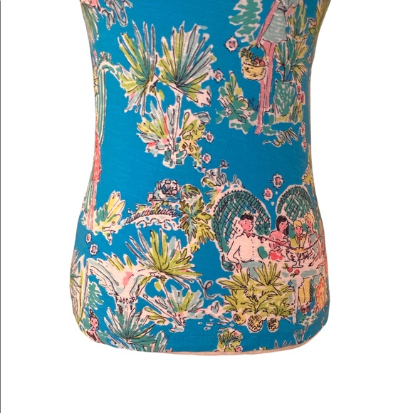 RARE Lilly Pulitzer Jungle Glam Toile Print Tee Top - XS - Picture 4 of 14